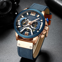 Leather Chronograph Wristwatch