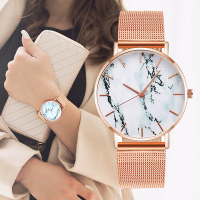 Fashion Mesh Marble Wrist Watch